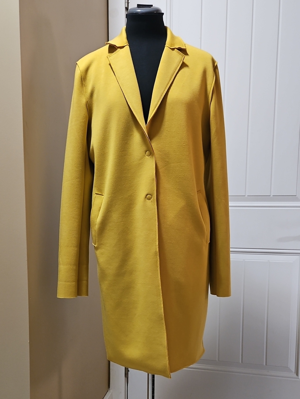Carolina Belle Montreal Long Blazer Coat M In Yellow